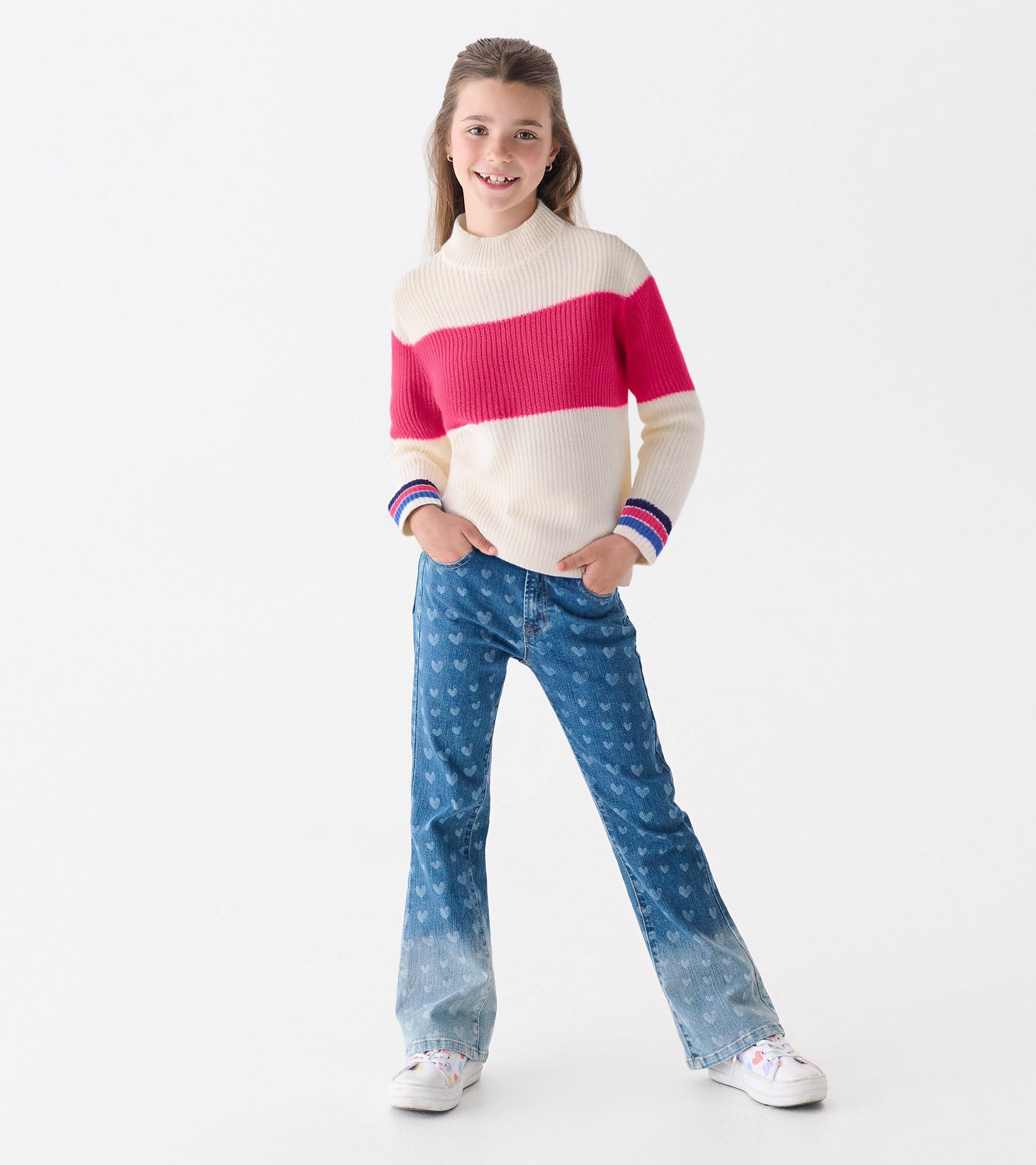 Girls Colorblock Mockneck Sweater