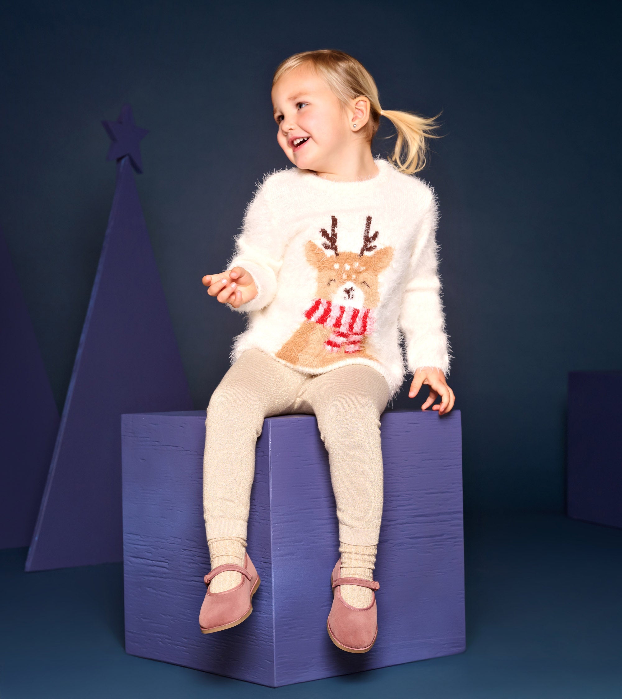 Baby & Toddler Girls Reindeer Furry Sweater