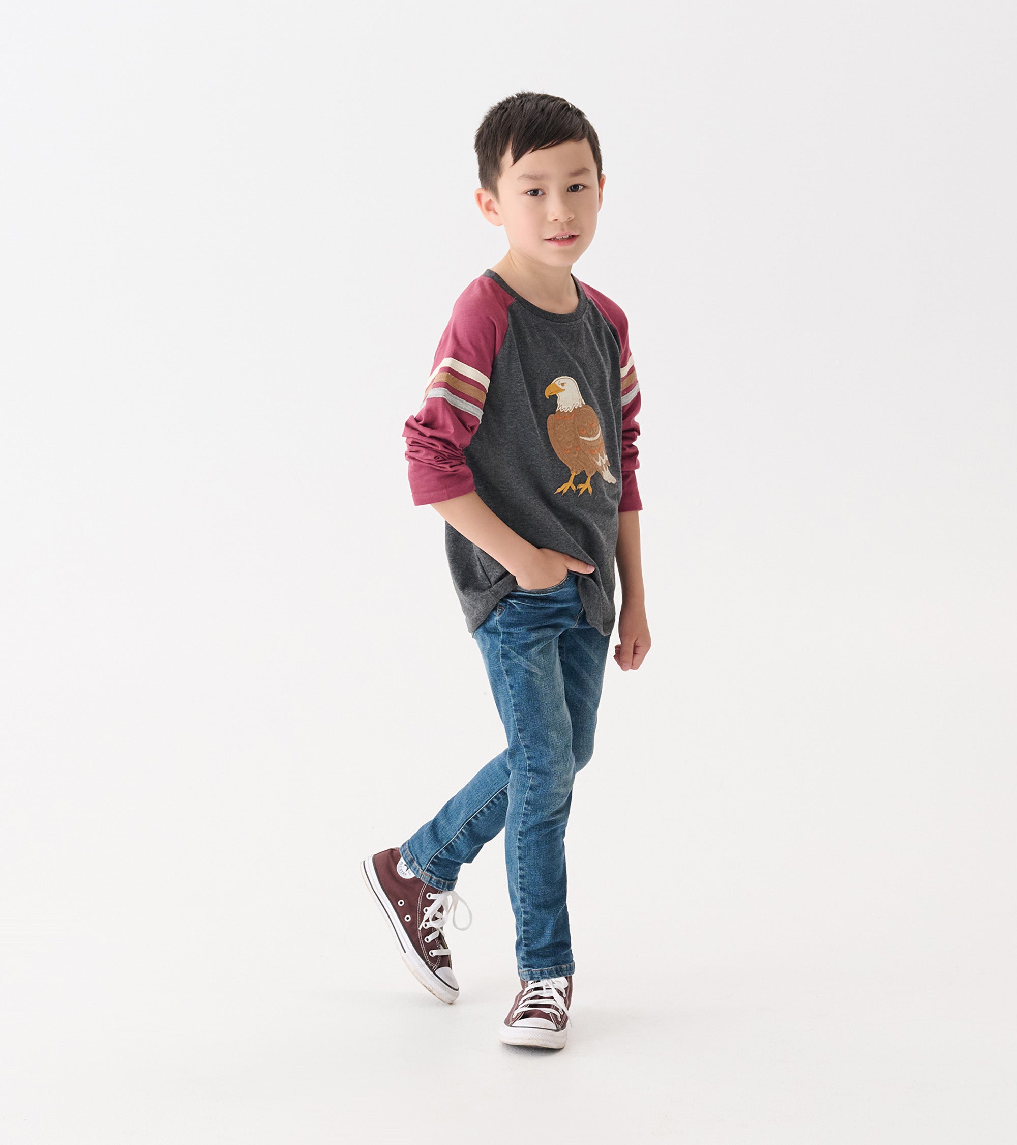 Boys Eagle Long Sleeve Raglan T-Shirt