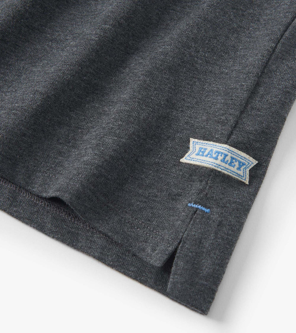 Boys Blue and Grey Color Block Long Sleeve Polo Shirt
