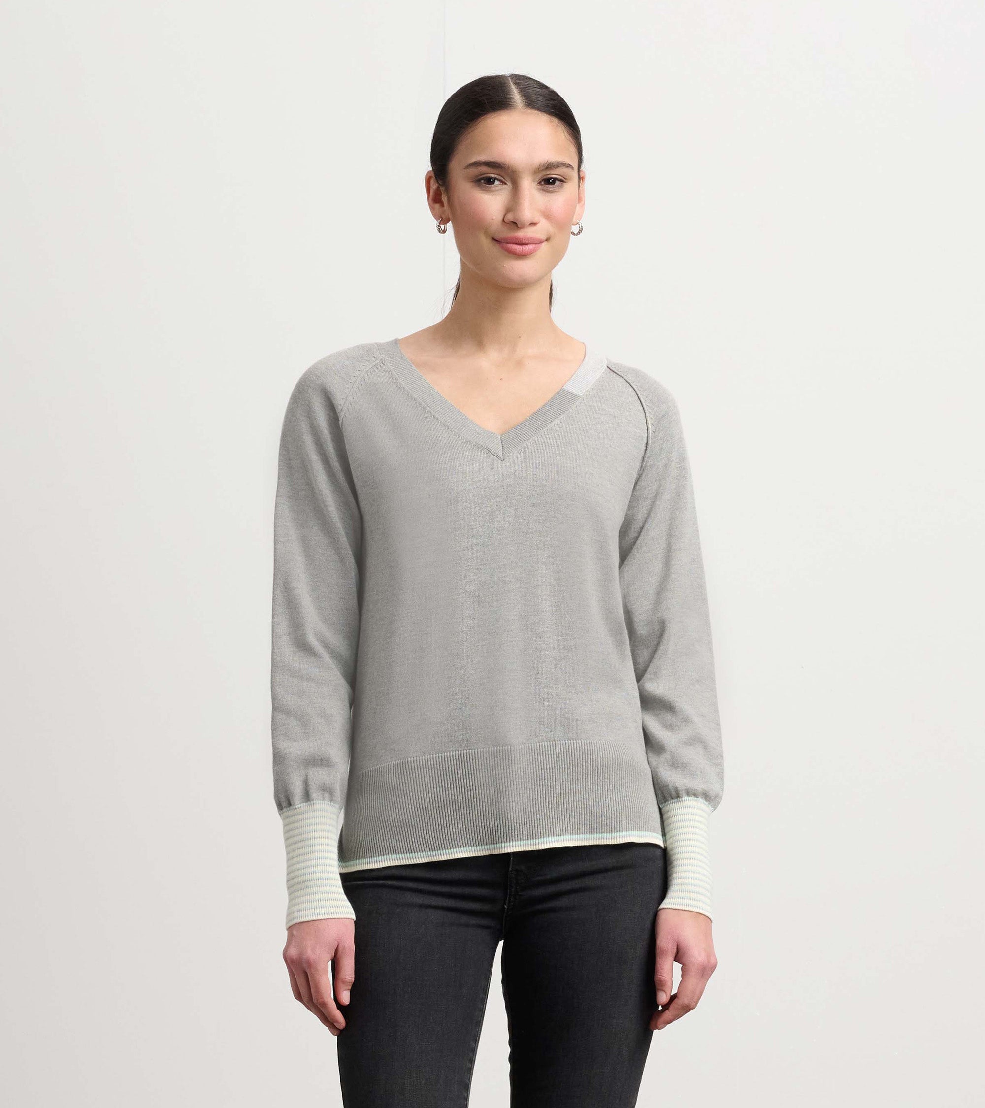 Cary V-Neck Sweater - Charcoal Melange