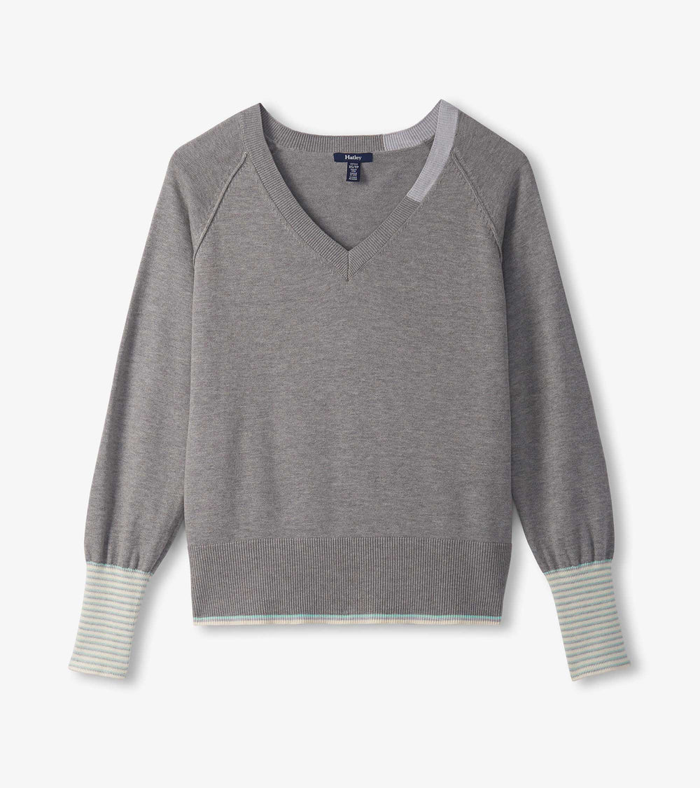 Cary V-Neck Sweater - Charcoal Melange