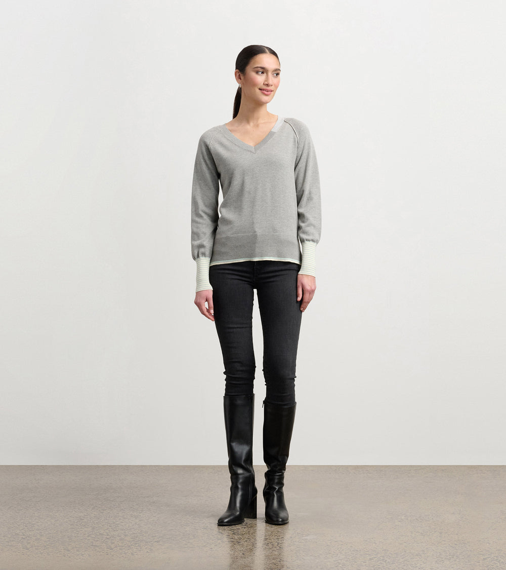 Cary V-Neck Sweater - Charcoal Melange