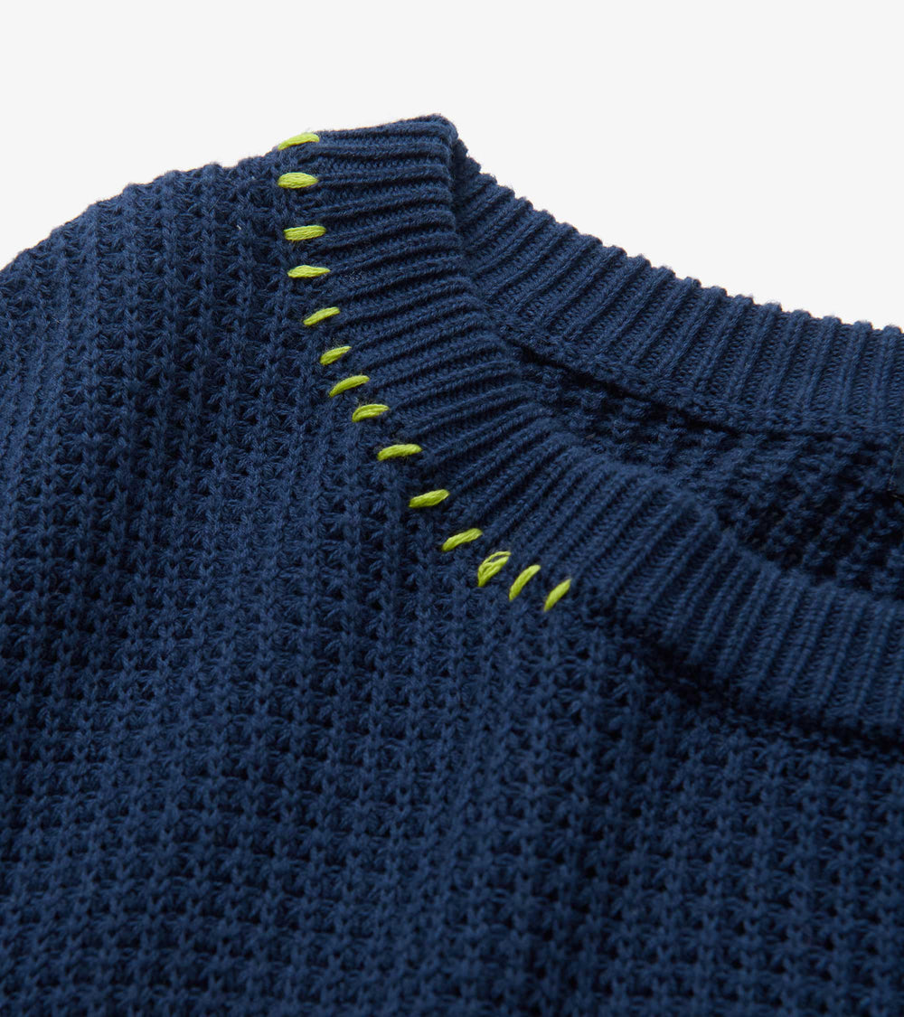Waffle Knit Sweater - Navy