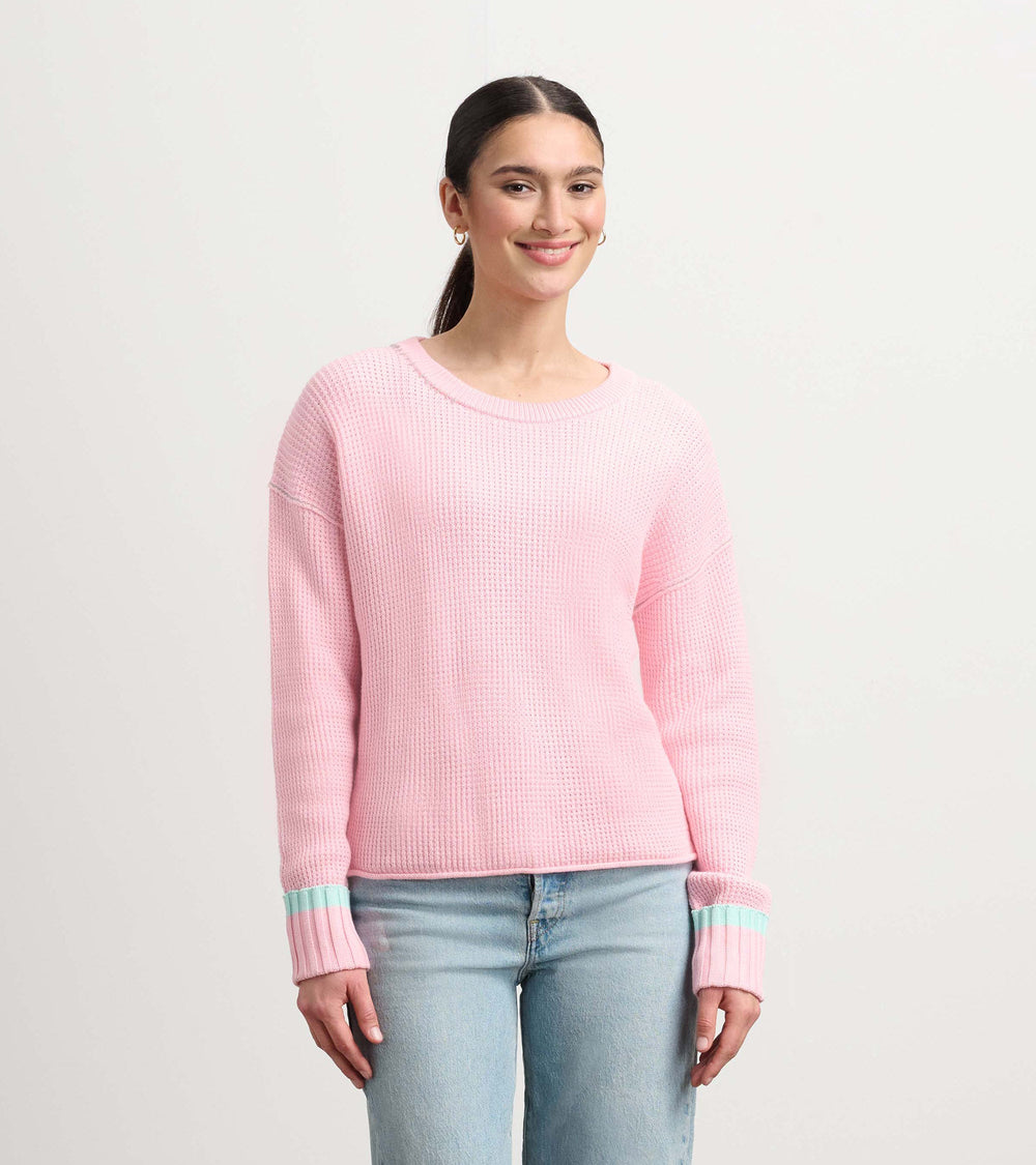 Waffle Knit Sweater - Fuchsia Pink