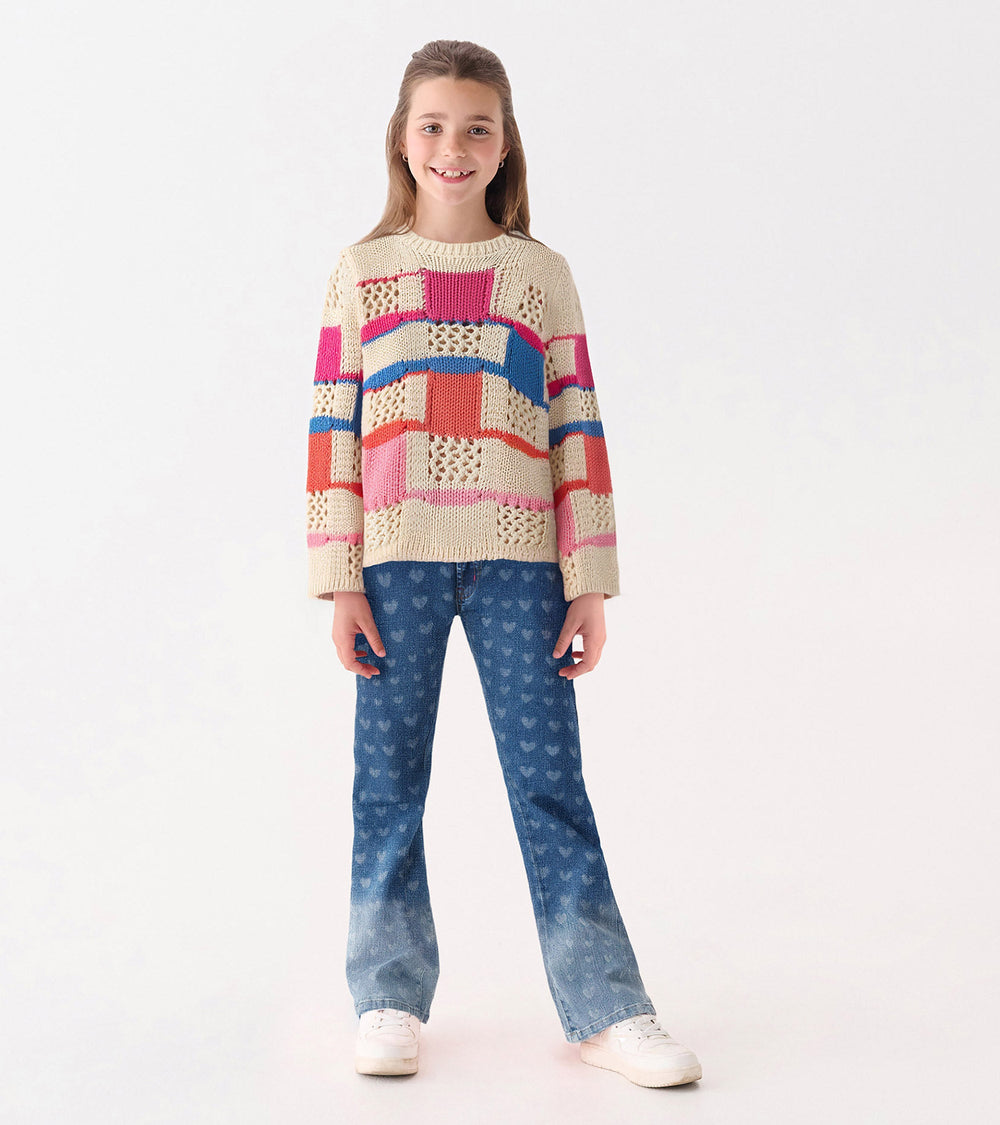 Girls Mix Stitch Sweater