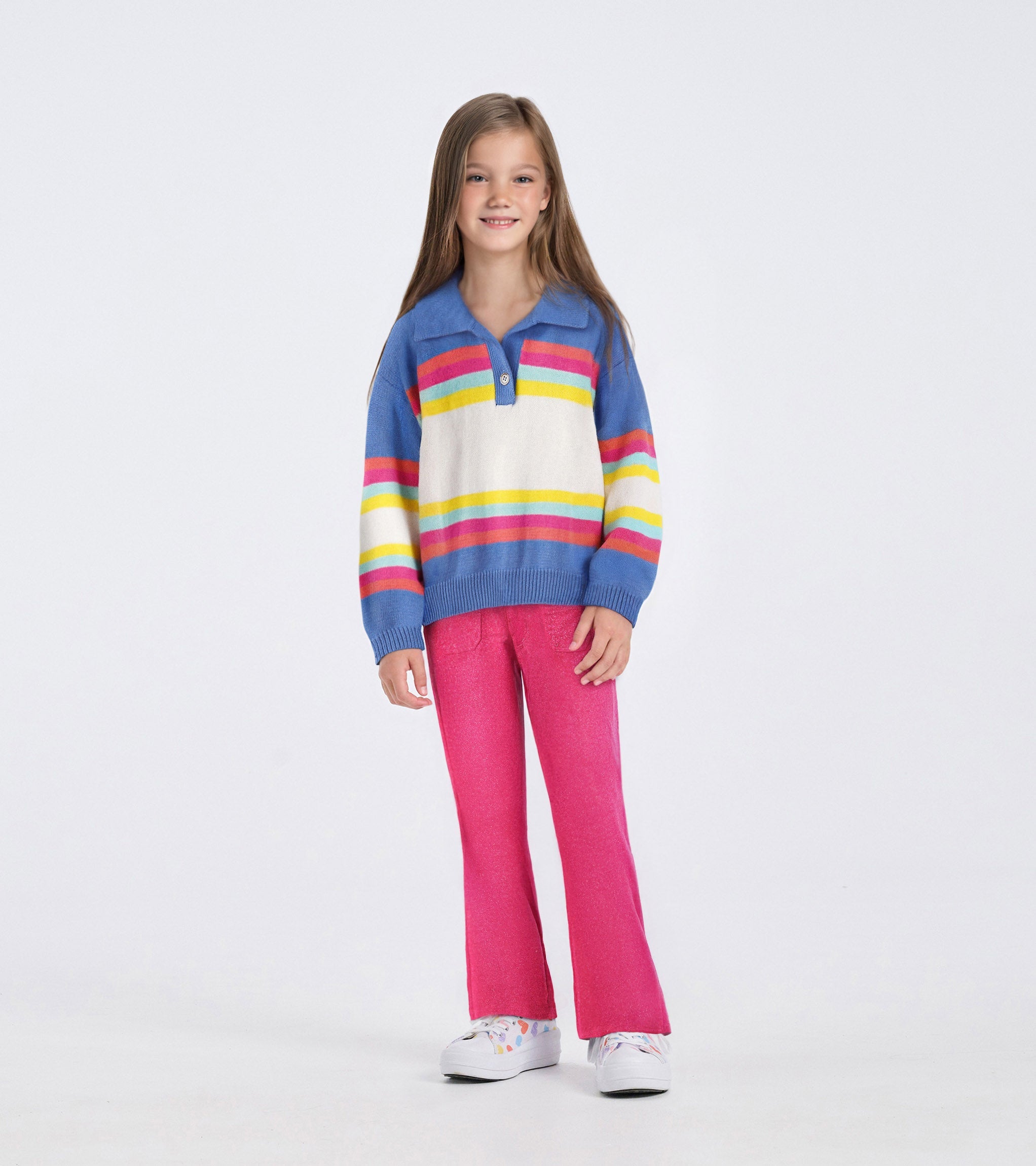 Girls Royal Colorblock Johnny Collar Sweater