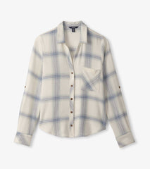 Lila Button Down - Turquoise Plaid