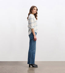 Lila Button Down - Turquoise Plaid