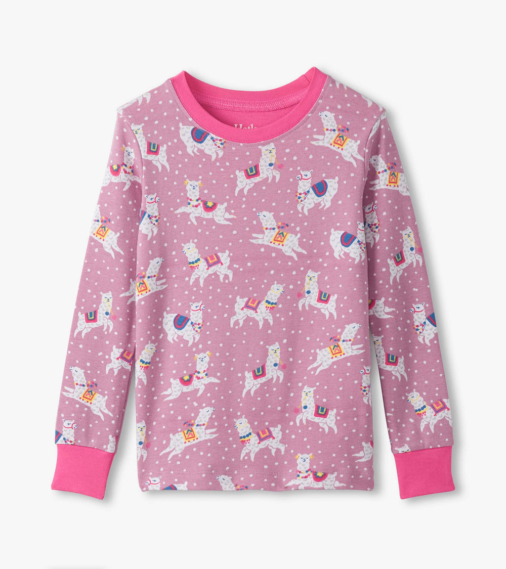Girls Dancing Alpacas Cotton Pajama Set