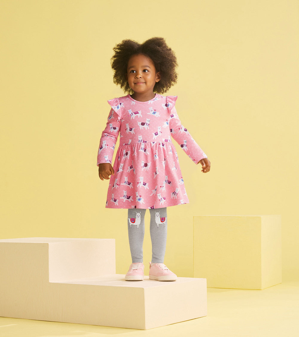 Baby & Toddler Girls Dancing Alpacas Ruffle Sleeve Dress and Legging S