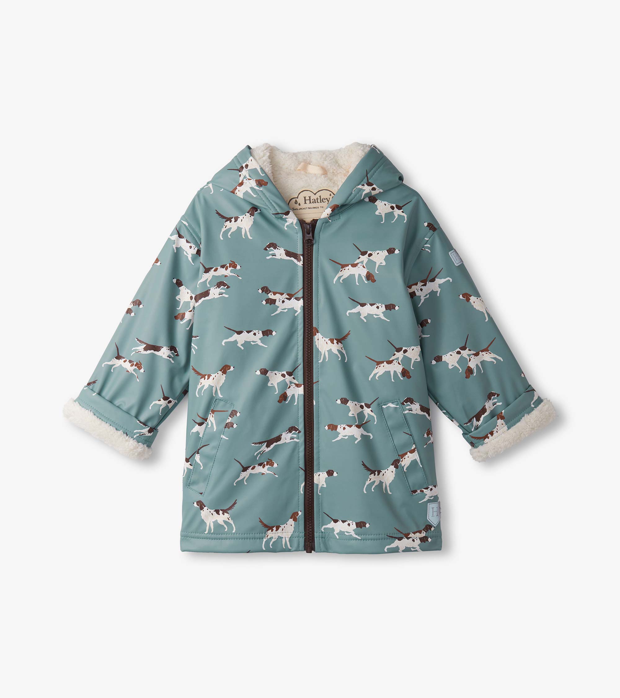 Boys Hunting Dogs Sherpa Lined Zip-Up Rain Jacket