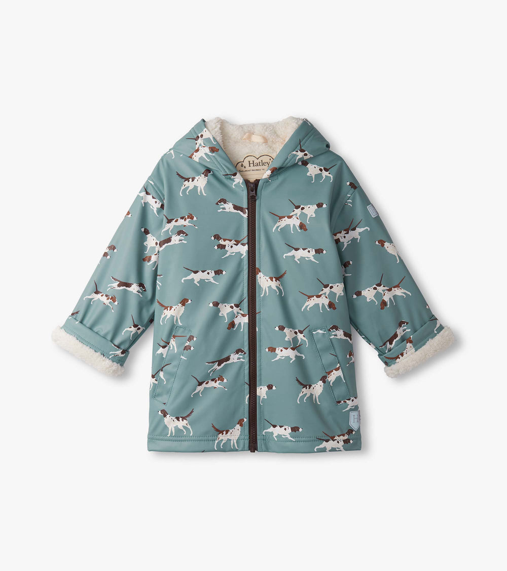 Boys Hunting Dogs Sherpa Lined Zip-Up Rain Jacket