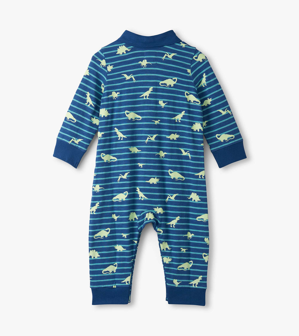 Baby Boys Glow in the Dark Mini Dino Polo Romper