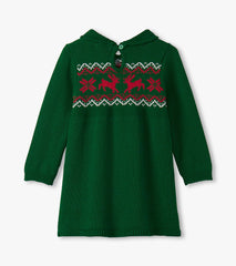 Baby & Toddler Girls Eden Green Cable Knit Sweater Dress