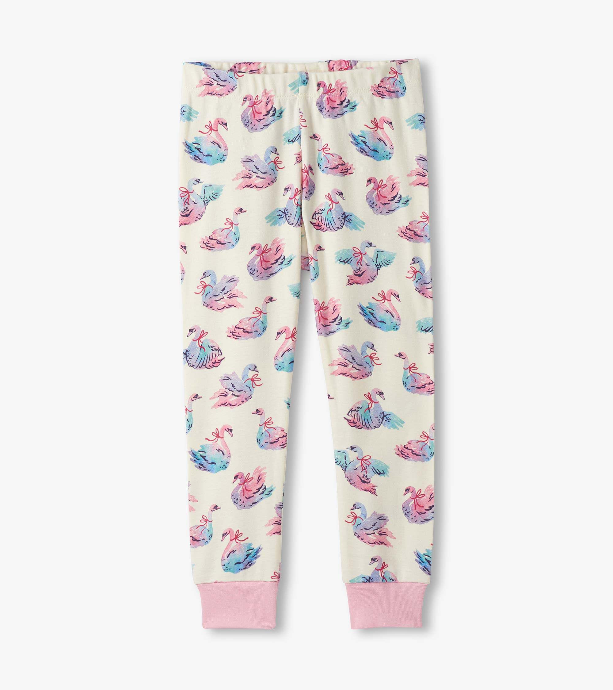 Girls Elegant Swans Cotton Pajama Set