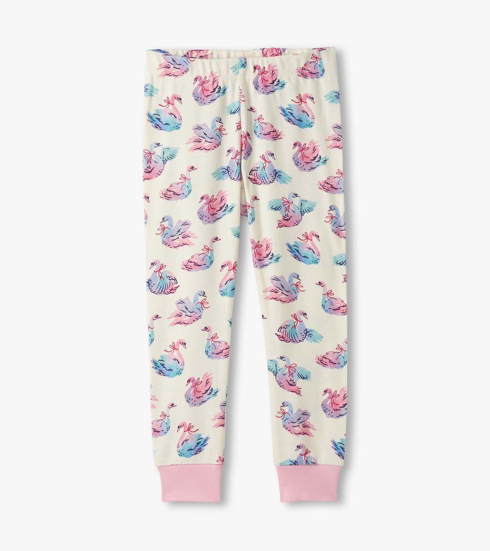 Girls Elegant Swans Cotton Pajama Set