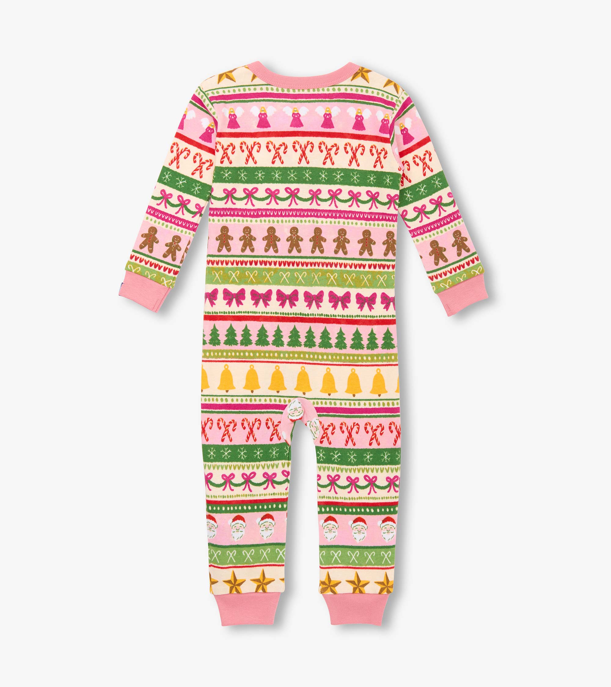 Baby Girls Pink Fun Fair Isle Cotton Sleeper