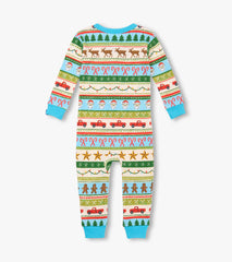 Baby Boys Blue Fun Fair Isle Cotton Sleeper