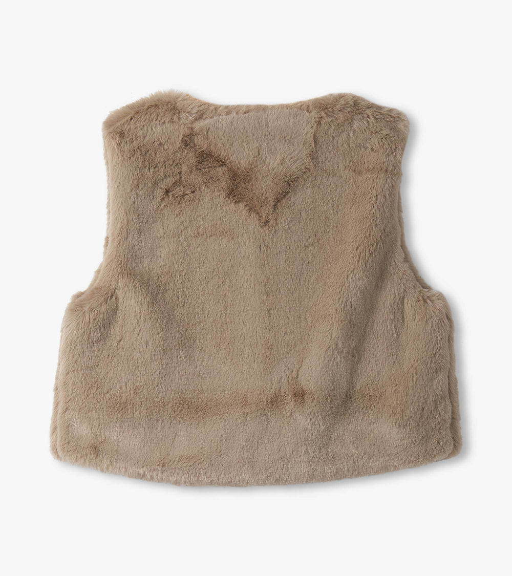 Girls Cropped Faux Fur Vest