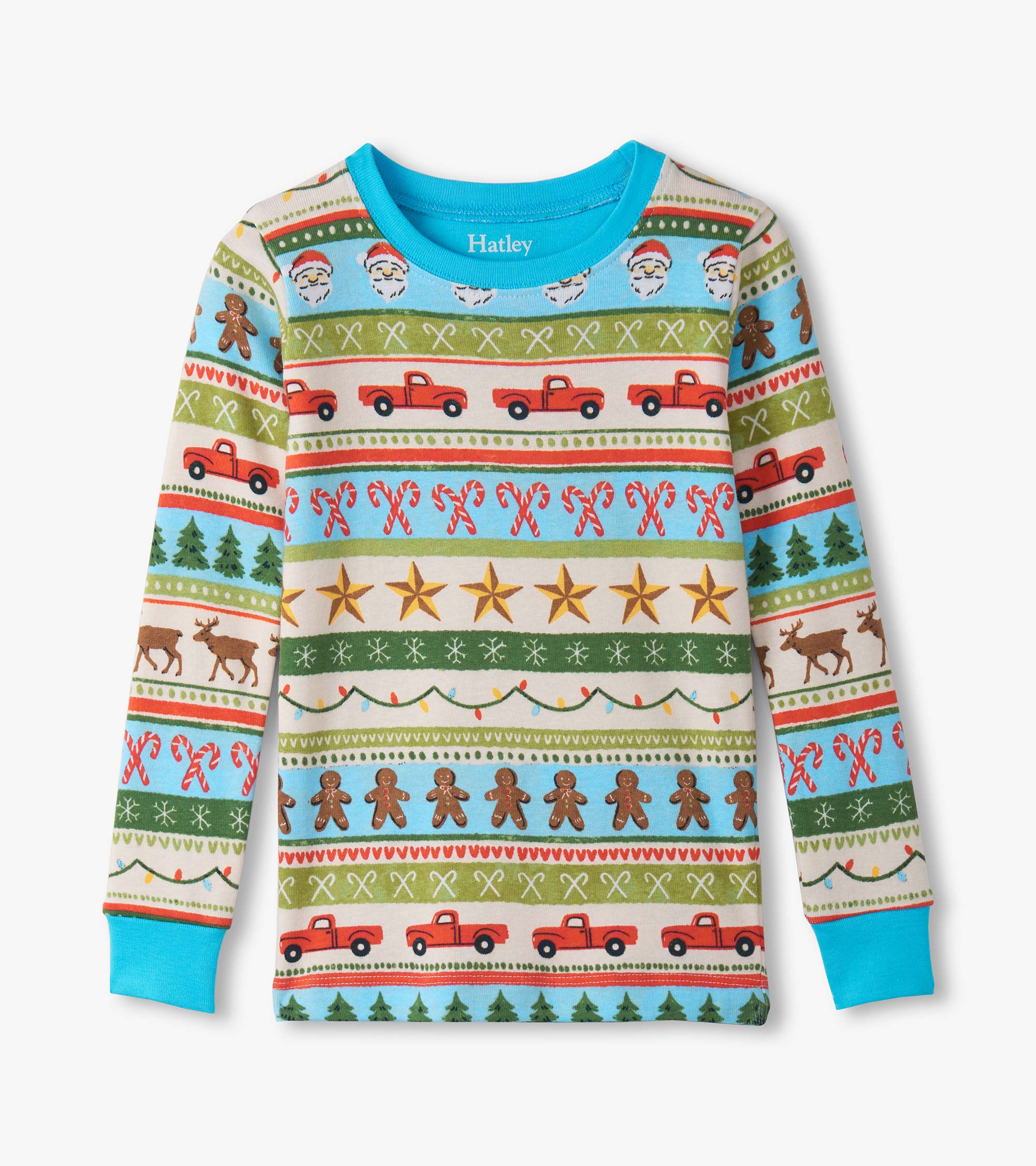 Boys Blue Fun Fair Isle Cotton Pajama Set