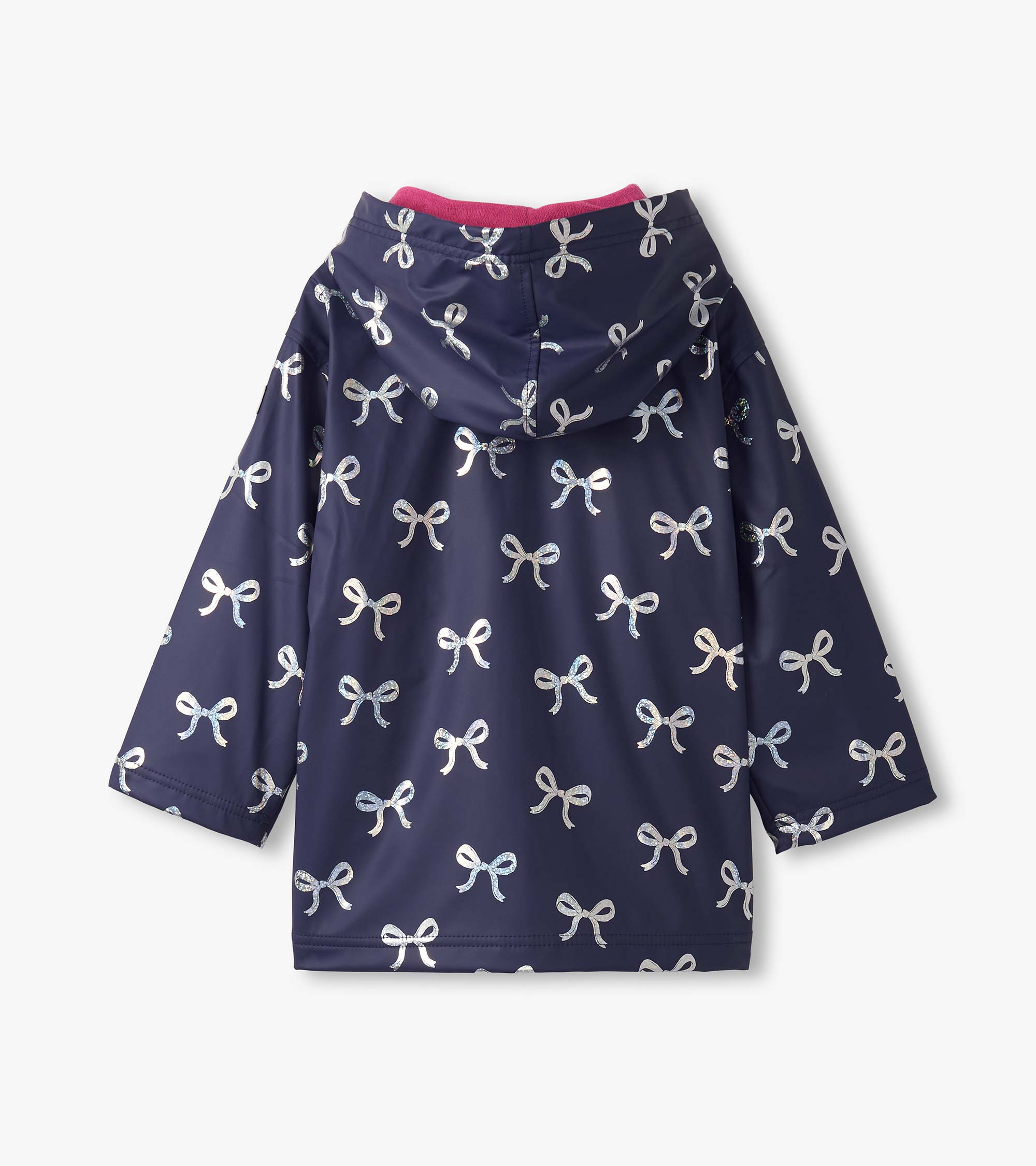 Girls Silver Ribbon Zip-Up Rain Jacket