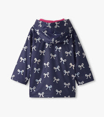 Girls Silver Ribbon Zip-Up Rain Jacket