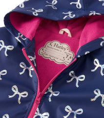 Girls Silver Ribbon Zip-Up Rain Jacket