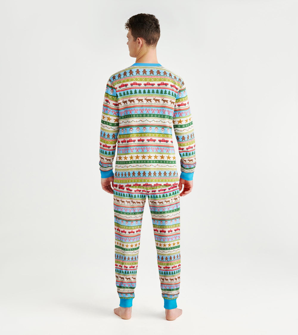 Men's Blue Fun Fair Isle Cotton Pajama Set