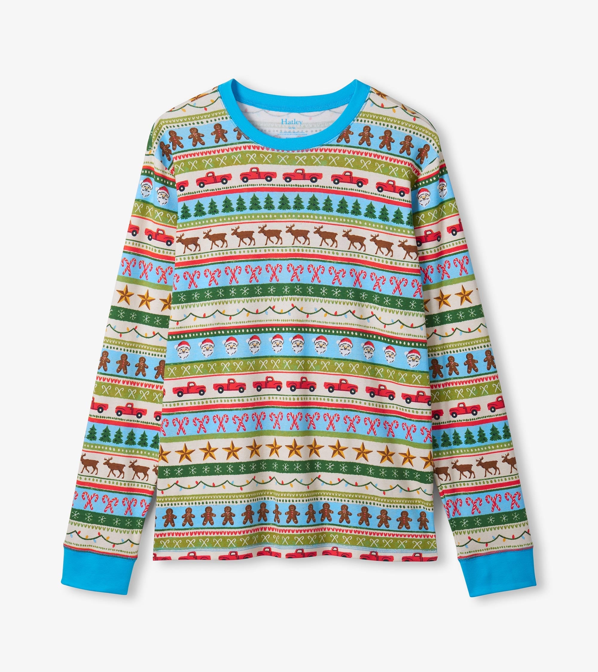 Men's Blue Fun Fair Isle Cotton Pajama Set