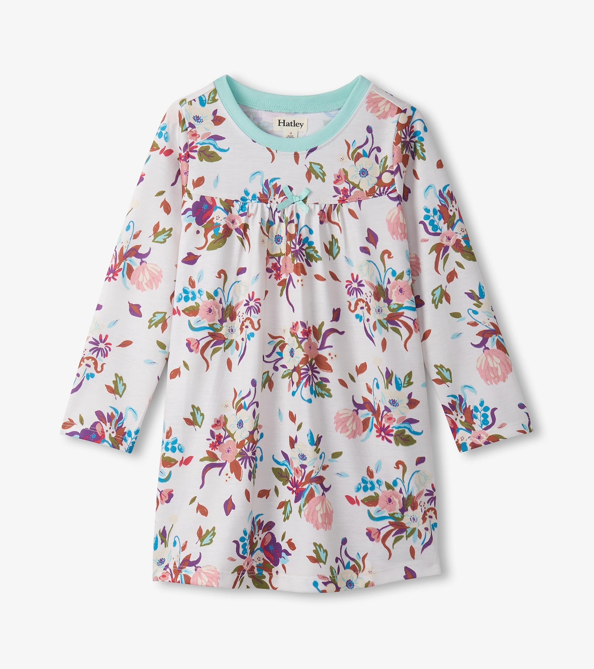 Girls Fall Floral Long Sleeve Nightdress