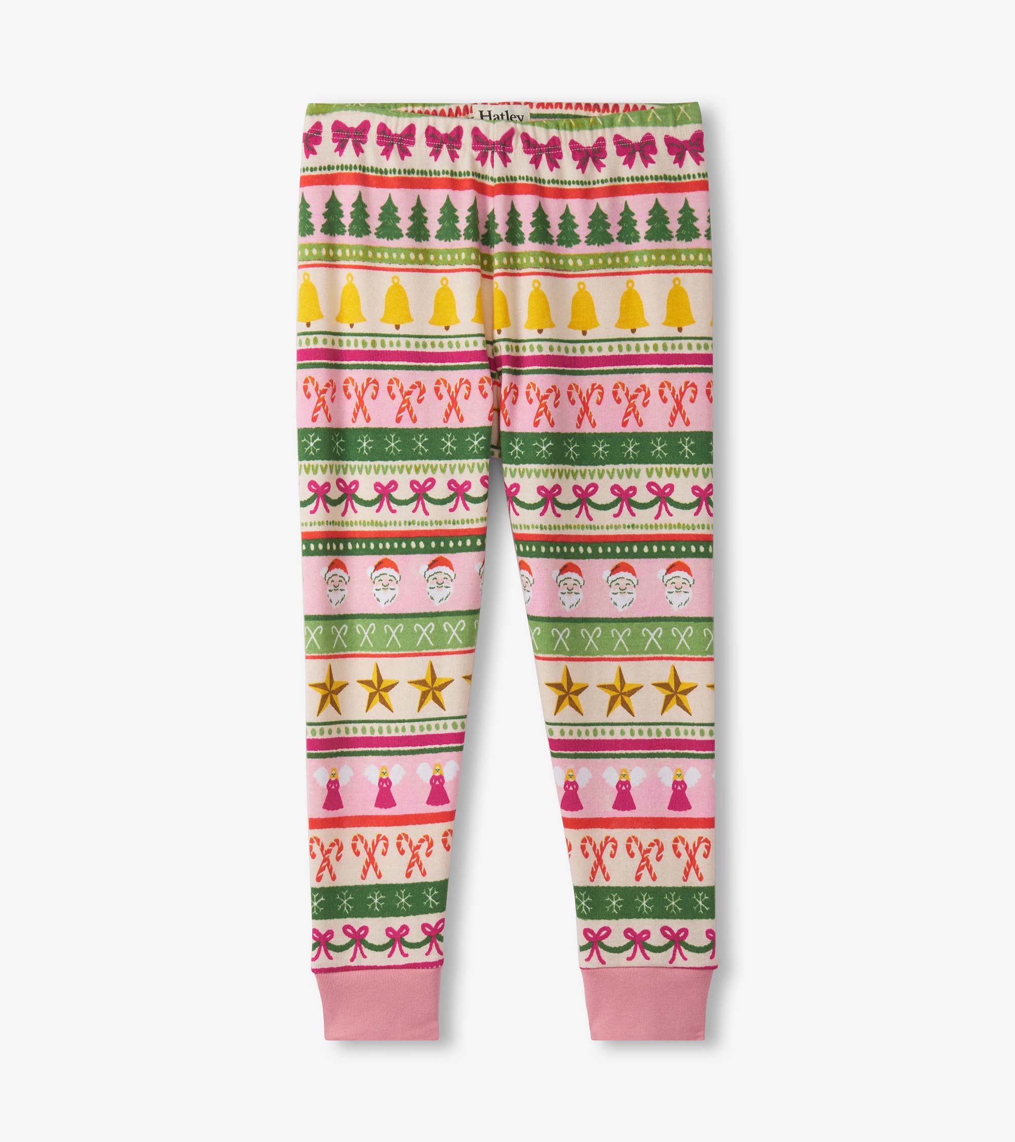 Girls Pink Fun Fair Isle Cotton Pajama Set