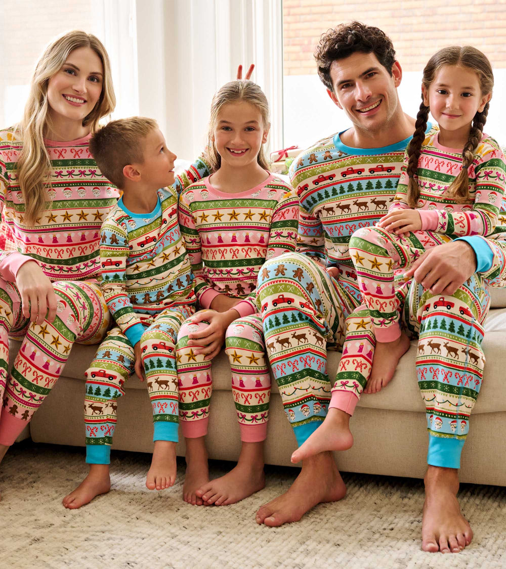 Women's Pink Fun Fair Isle Cotton Pajama Set