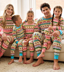 Women's Pink Fun Fair Isle Cotton Pajama Set