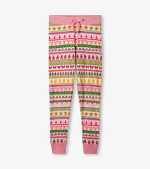 Women's Pink Fun Fair Isle Cotton Pajama Set