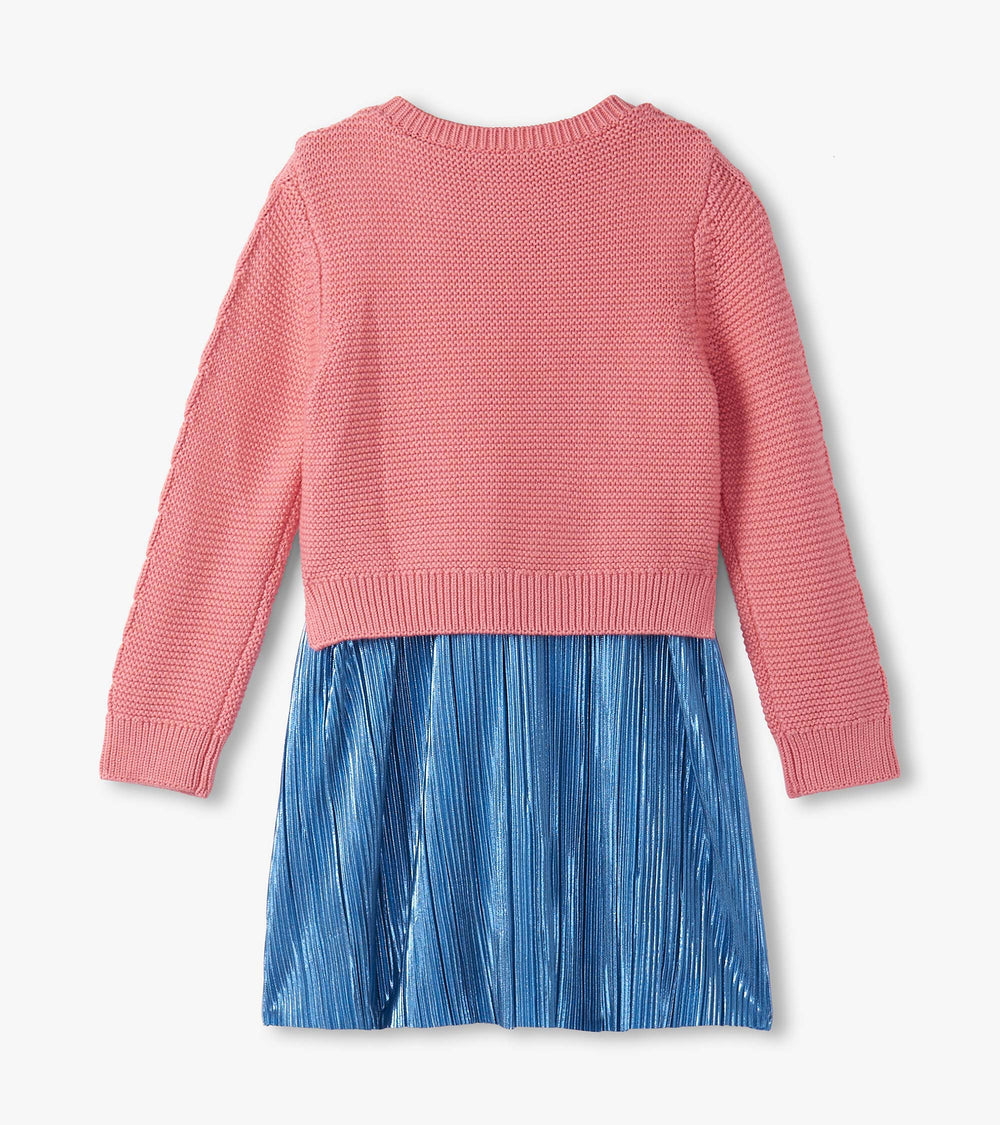 Girls Flamingo Pink Mix Media Dress