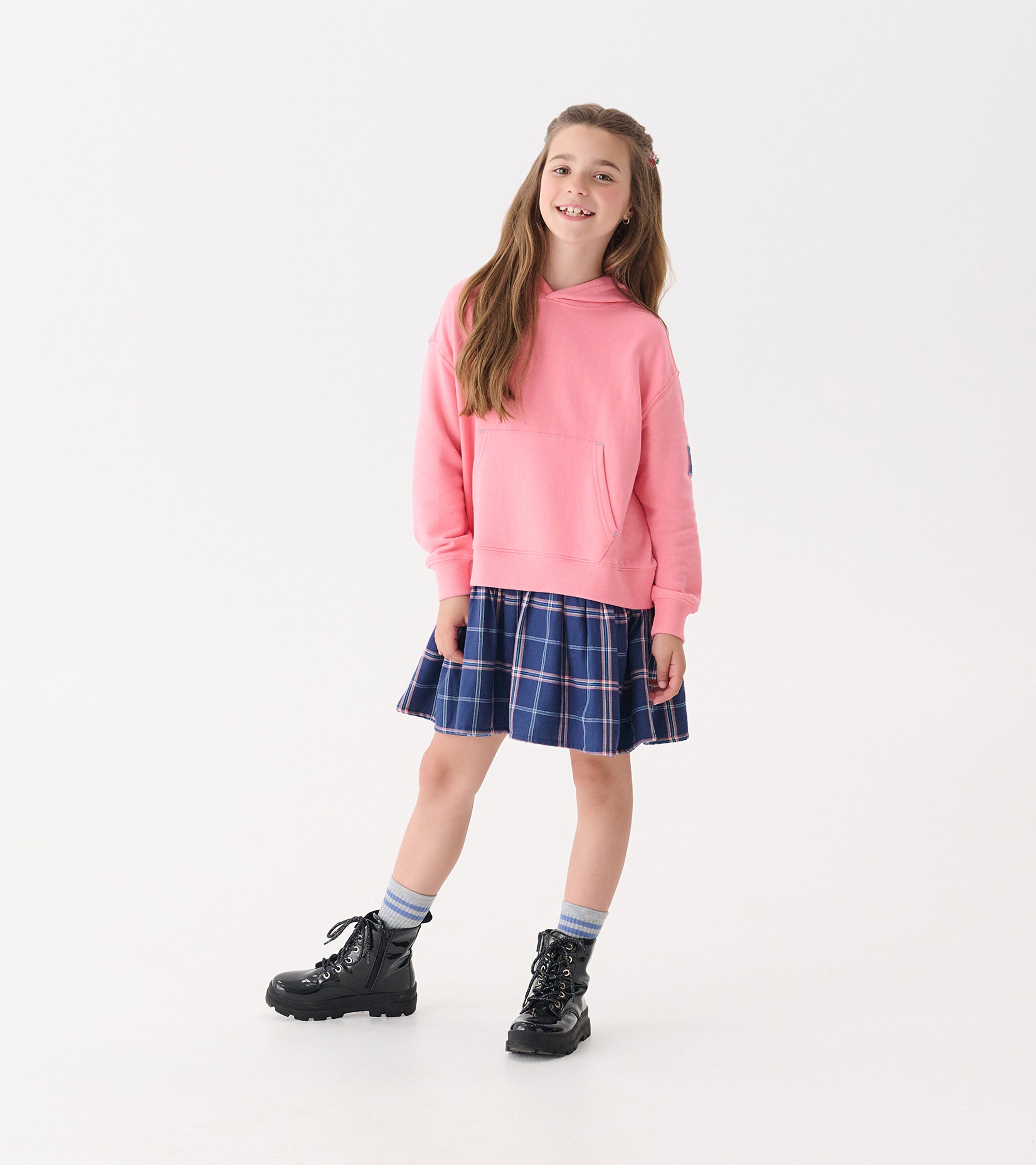 Girls Preppy Plaid Mixed Match Dress