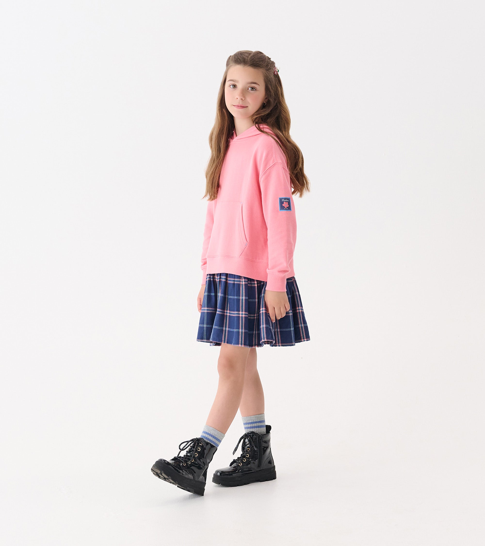 Girls Preppy Plaid Mixed Match Dress