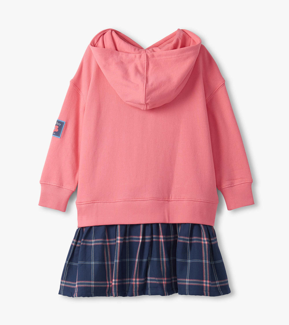 Girls Preppy Plaid Mixed Match Dress