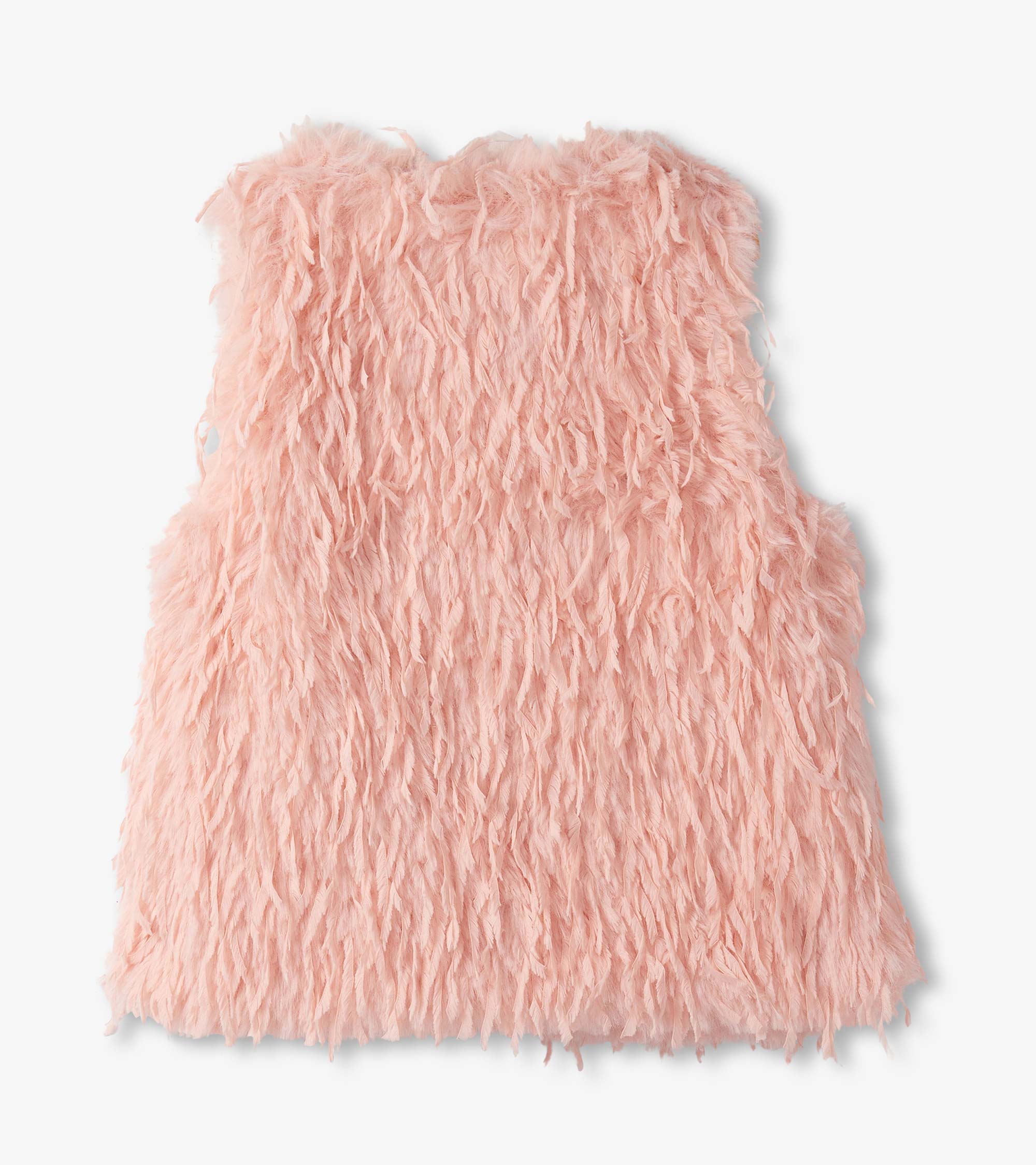Girls Pale Pink Feather Faux Fur Vest