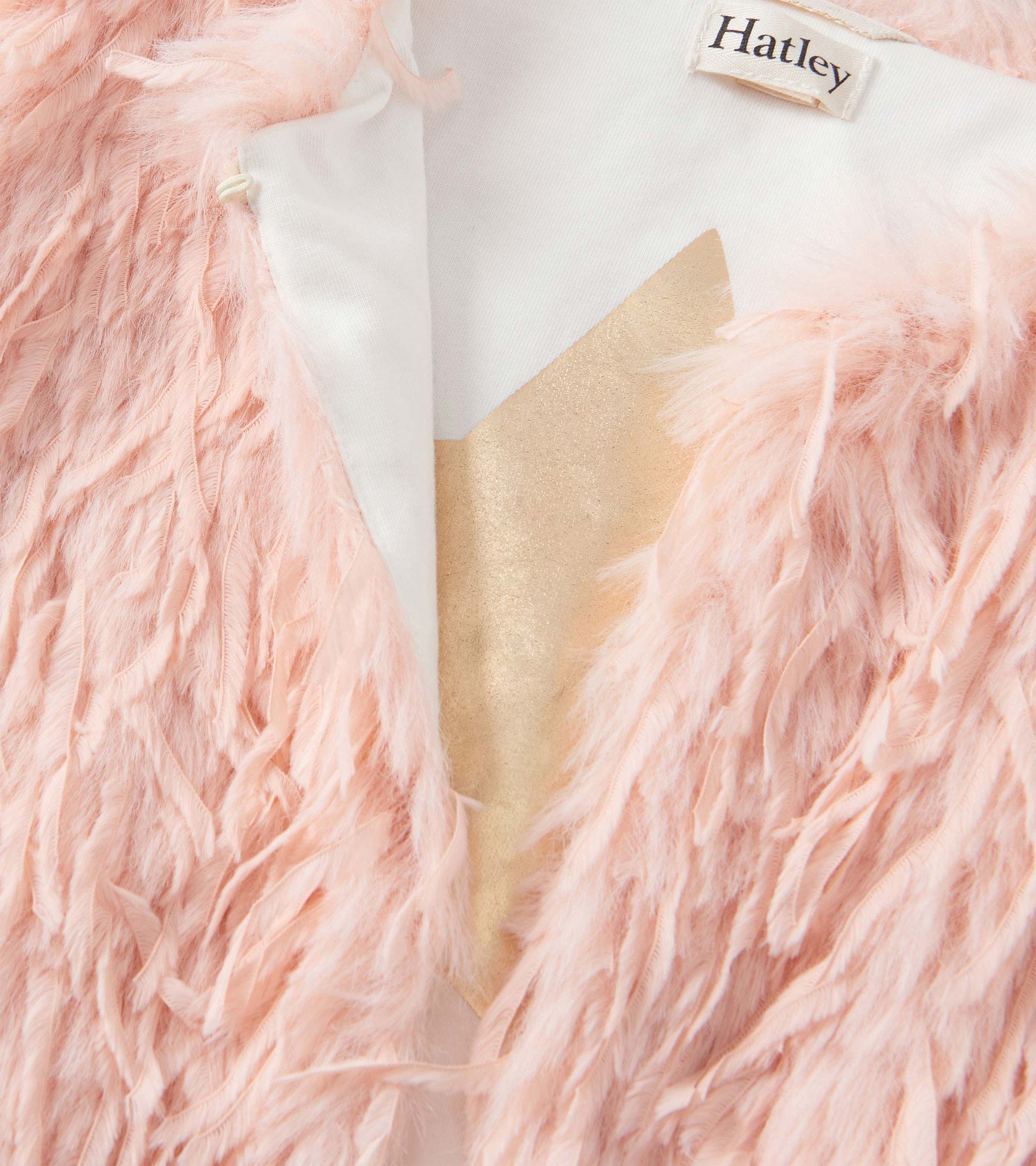 Girls Pale Pink Feather Faux Fur Vest