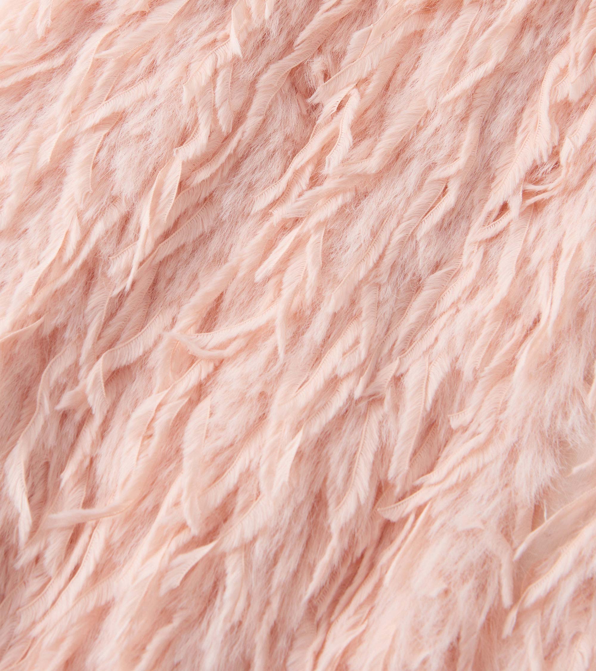 Girls Pale Pink Feather Faux Fur Vest