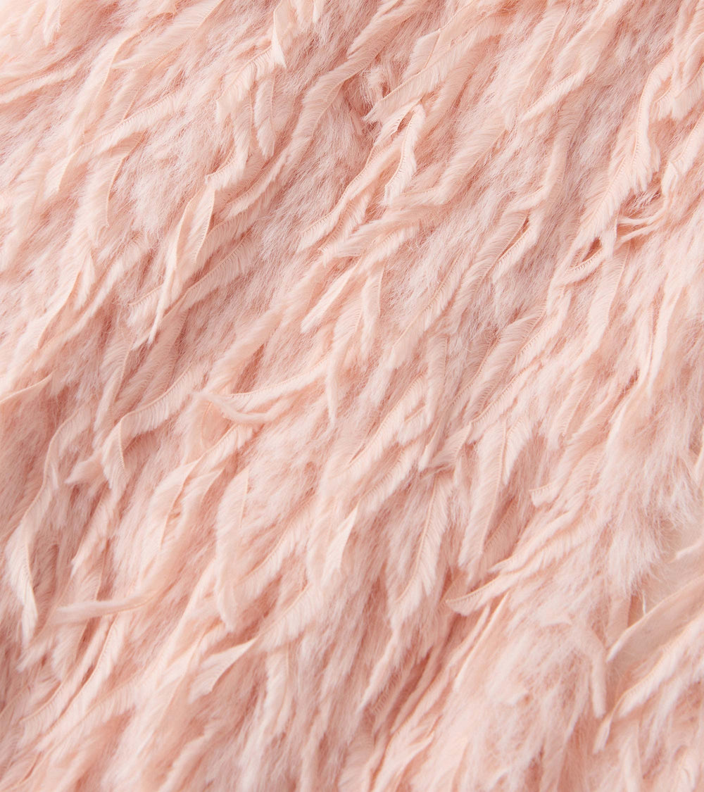 Girls Pale Pink Feather Faux Fur Vest