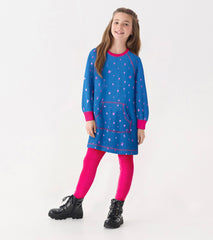 Girls Foil Stars Sweater Dress