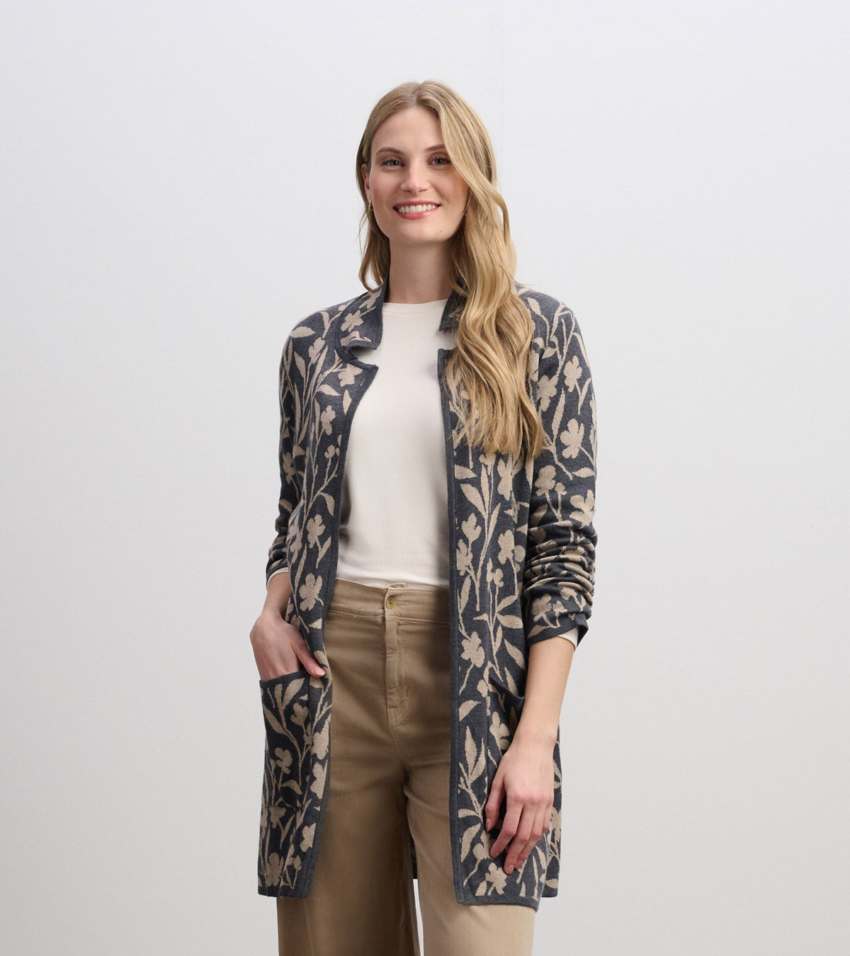 Sweater Blazer - Floral Vines