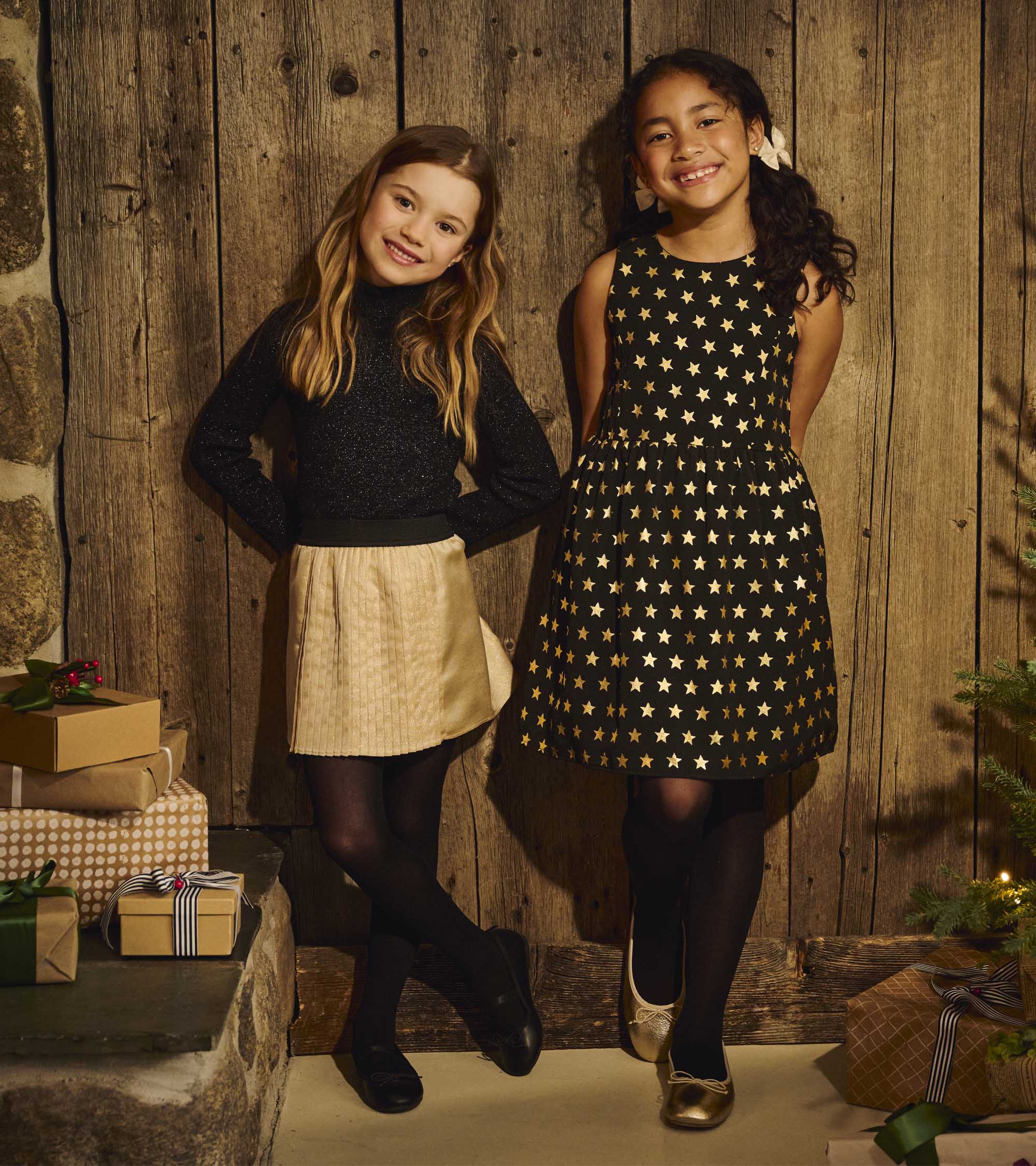 Girls Gold Pleated Fun Skirt