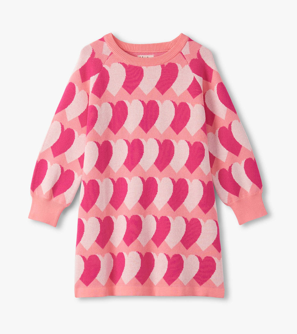 Girls Graphic Hearts Swing Sweater Dress