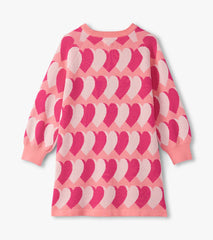 Girls Graphic Hearts Swing Sweater Dress
