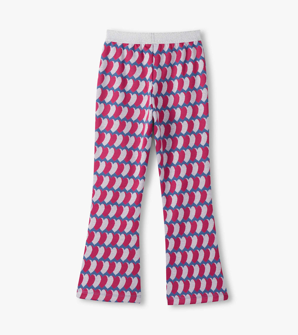 Girls Graphic Hearts Fun Waist Flare Pants