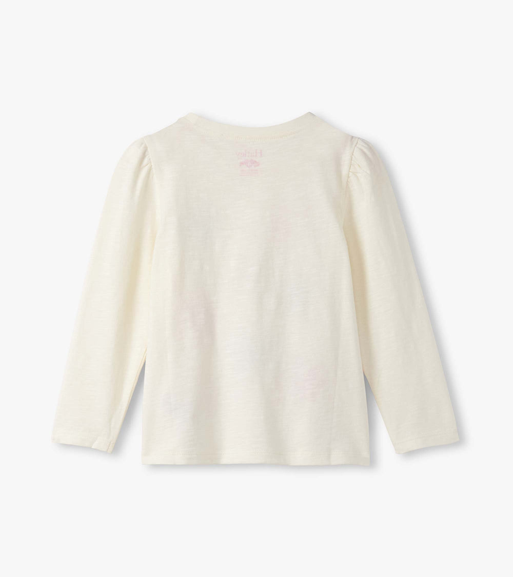 Girls Festive Bows Puff Sleeve Graphic Tee